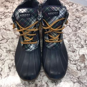 Sperry Plaid duck boots size 8.